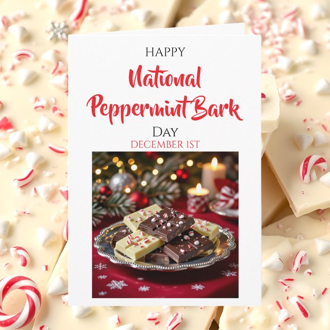 Cartão Dia Nacional da Barra de Peppermint | 1º de Dezemb (Criador carregado)