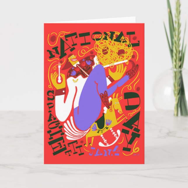 Cartão Dia Nacional de Espaguete das Feriadas Obscuras Ja (Frente)