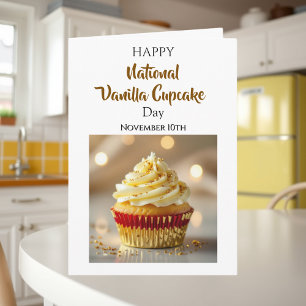 Cartão Dia Nacional do Cupcake de Baunilha 10 de Novemb