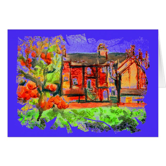 Cartão Dia quente do outono em Newtown, Powys, País de Ga (Frente Horizontal)