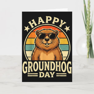 Cartão Dia Retro Feliz do Groundhog Legal Dia do Ground H