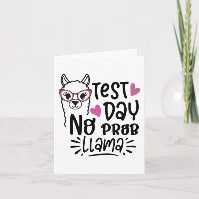 Cartão Dia sem Prob-llama Llama Testando o Professor Dia  (Frente)