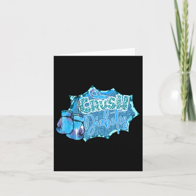 Cartão Diabetes Azuis Boxando Luvas Diabetes Awarene (Frente)