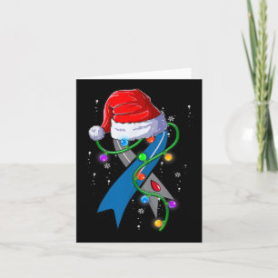 Cartão Diabetes Sensibilização Natal Santa Hat Fita Azul