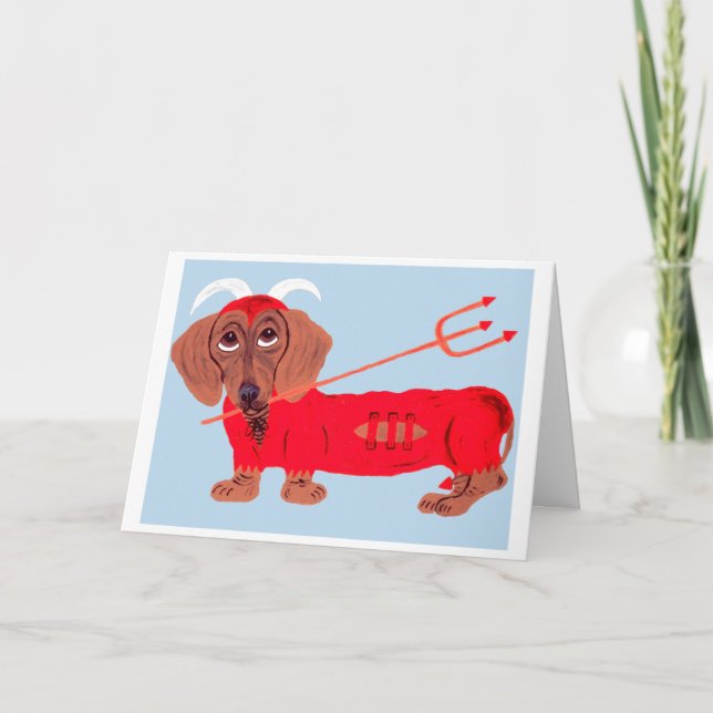 Cartão Diabo Dachshund (Frente)