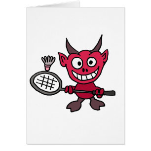 Cartão Diabo XY que joga desenhos animados do BADminton