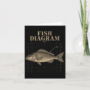 Cartão Diagrama de peixe pescador de robalo engraçado