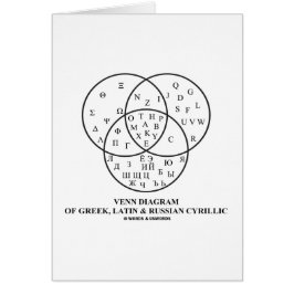 Cartão Diagrama de Venn do cirílico do grego, do latino &