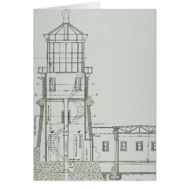 Cartão Diagramas esquemáticos rachados do farol da rocha (Frente)
