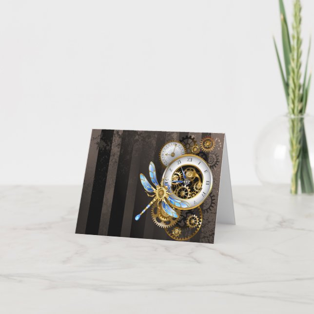 Cartão Dials Steampunk com Libélula (Frente)