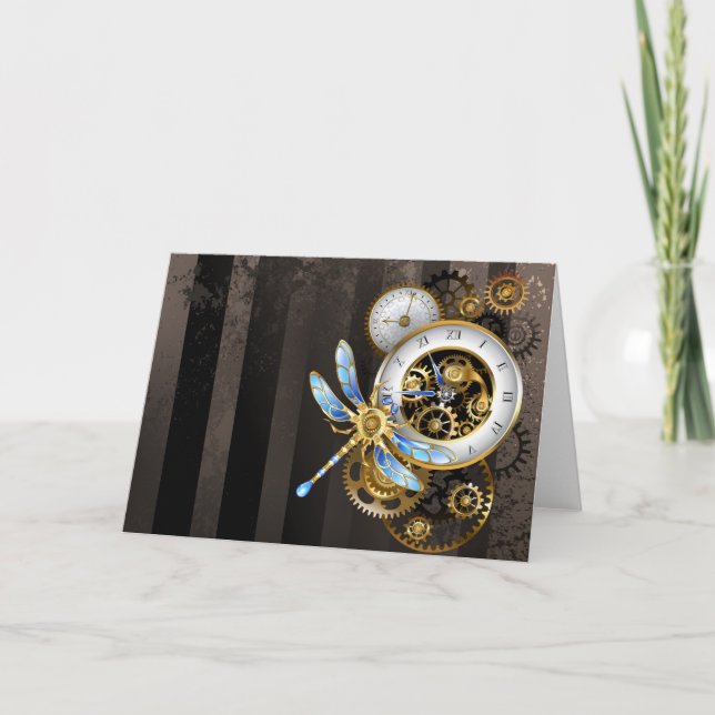 Cartão Dials Steampunk com Libélula (Frente)