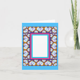 Cartão Diamantes em forma de coração em moldura de foto e