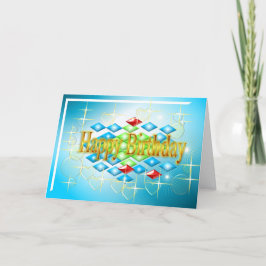 Cartão diamantes estrelas bolhas em ouro e aniversário az