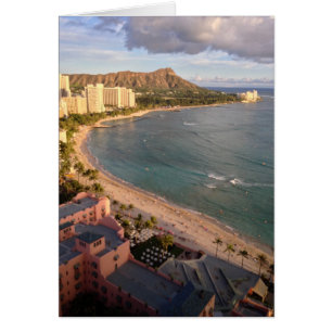 Cartão Diamond Head, Waikiki Beach, Hawaii