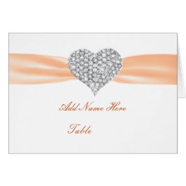 Cartão Diamond Heart Orange Mesa Place Card
