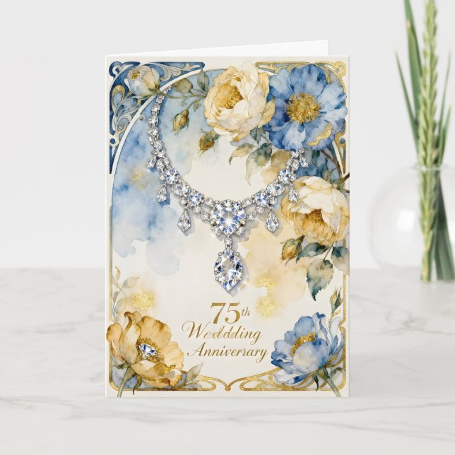 Cartão Diamond Necklace 75th Wedding Anniversary (Frente)