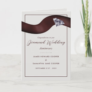 Cartão Diamond Ribbon, 60 anos de aniversário de casament