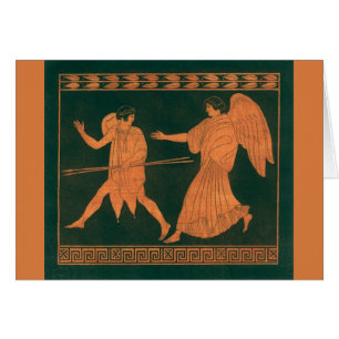 Cartão Diana e um Anjo, Mitologia Romana Vintage
