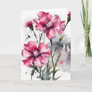 Cartão Dianthus - Flores aquarela