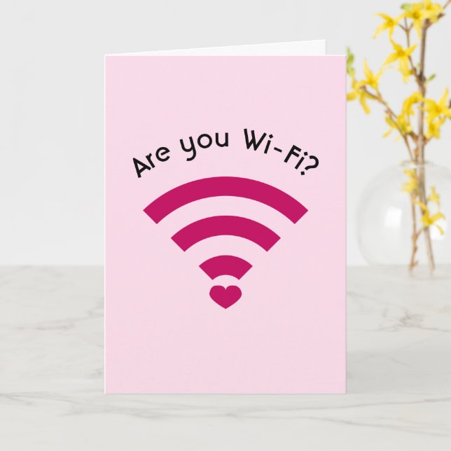 Cartão Dias de os namorados Wi-Fi Nerdy engraçados (Flor Amarela)