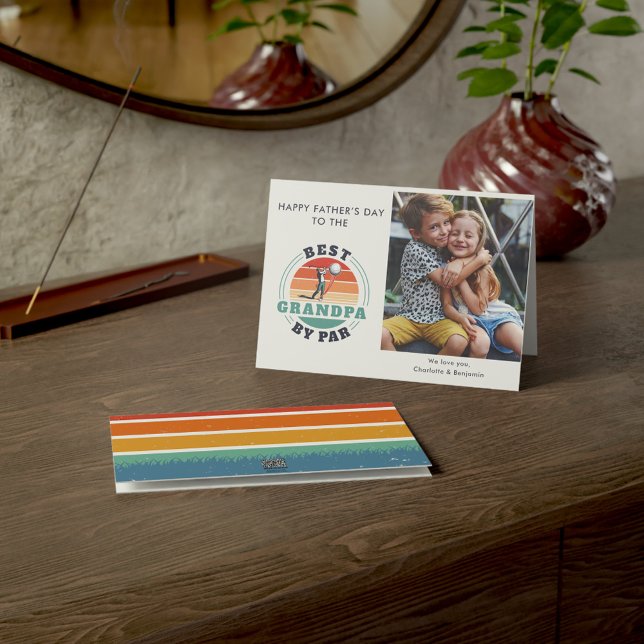 Cartão Dias de os pais Crianças Foto Vovô Golf Lover (Best Grandpa By Par Golf Lover Grandfather Photo Greetings Card)
