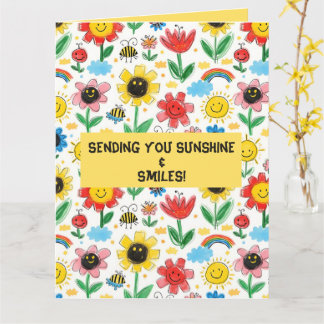 Cartão Dias felizes - Flor e Padrão de Amigos alegres