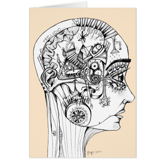 Cartão dibujo a lapiz, ilustracion original (Frente)