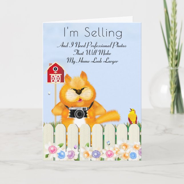 Cartão Dicas do Realtor de Pássaros e Gatos | Novo lar (Frente)