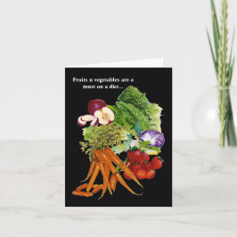 Cartão Dieta humorística de frutas e legumes