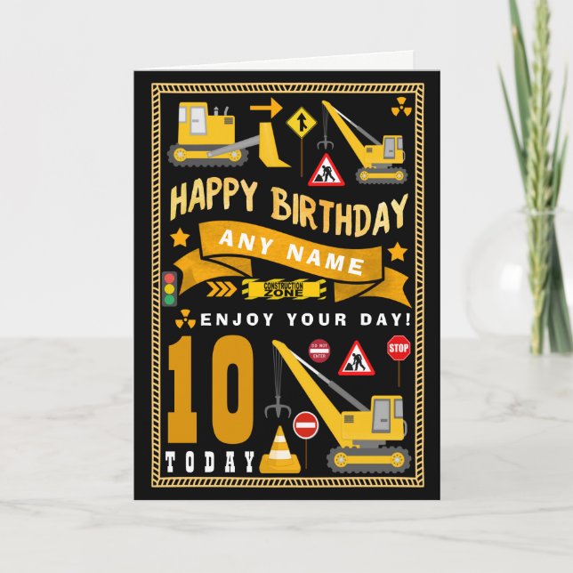 Cartão Digger Construction Personalised Birthday Card (Frente)
