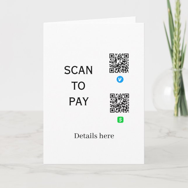 Cartão digitalizar para pagar detalhes do código QR do ve (Frente)