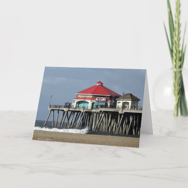 Cartão Diner de Ruby - Pier de praia de Huntington (Frente)