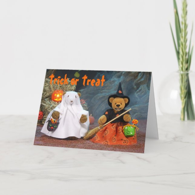 Cartão Dinky Bears Ghost & Witch (Frente)