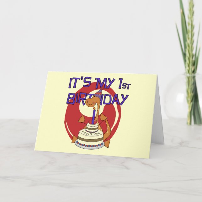 Cartão Dino First Birthday Camisetas e presentes (Frente)