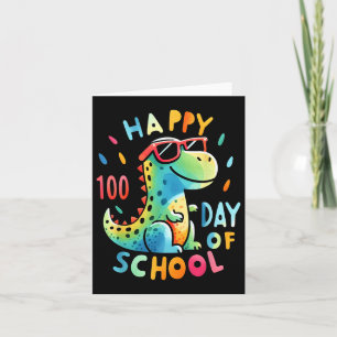 Cartão Dino Happy 100º Dia Da Escola Tie Dye Rainbow 100