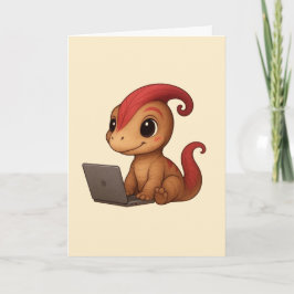 Cartão Dino Karte – Dino Kammli am Laptop