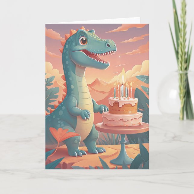 Cartão Dino-Mite Birthday Roar (Frente)