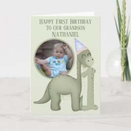 Cartão Dinosaur 1 Photo Aperture First Birthday Card