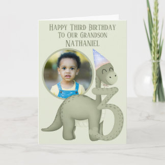 Cartão Dinosaur 1 Photo Aperture Third Birthday Card