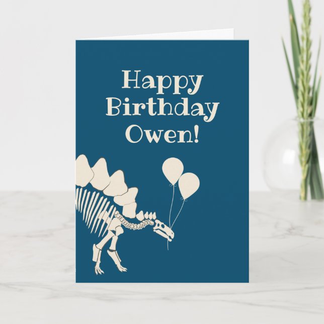 Cartão Dinosaur Bones With Balloons Birthday (Frente)