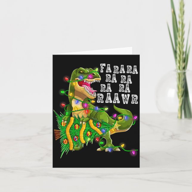 Cartão Dinosaur Christmas Fa Ra Rawr Tree Rex Boys Xmas G (Frente)