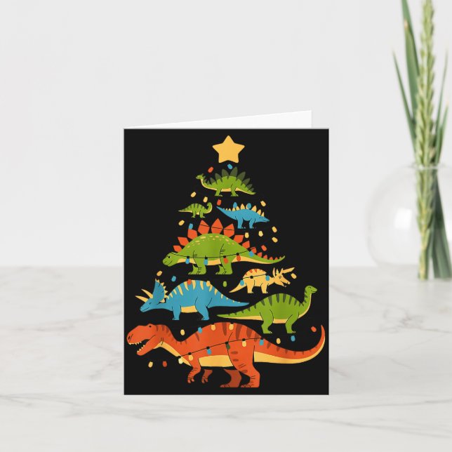 Cartão Dinosaur Christmas Tree Dino Trex Dinosaur Lover C (Frente)