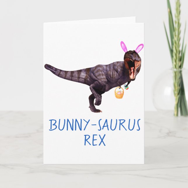 Cartão Dinosaur Easter Bunny T Rex Tyrannosaurus Funny T  (Frente)