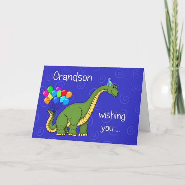 Cartão Dinosaur Grandson Birthday (Frente)