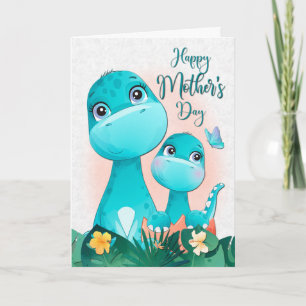 Cartão Dinosaur Mother and Baby for Mother’s Day