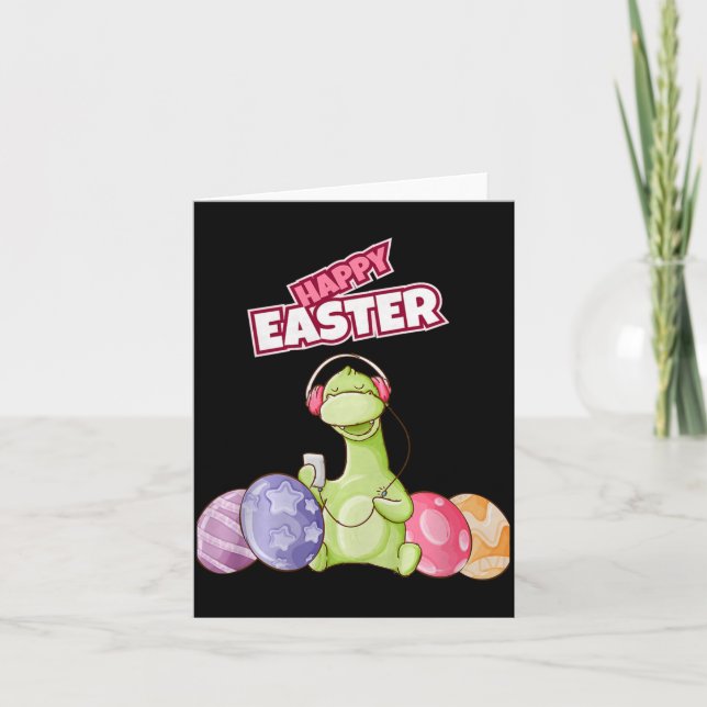 Cartão Dinosaur Say Happy Easter Premium Tri-blend  (Frente)