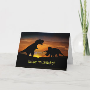 Cartão Dinosaur T Rex Happy 7th Birthday