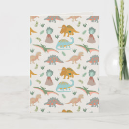 Cartão Dinosaurs Kids Hand Drawn Boho Dinosaur Pattern