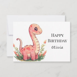 Cartão Dinossauro Branco Moderno - Aniversário
