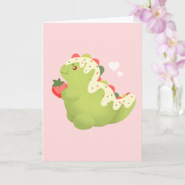 Cartão Dinossauro de Matcha de Morango